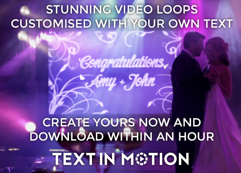 Text in Motion - Stunning video loops customised with your own text. Create yours now and download within an hour